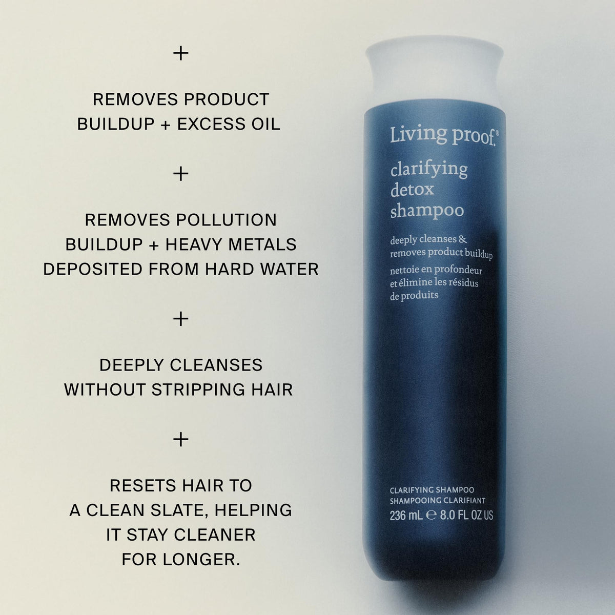 Living Proof close-up of foam lather that lifts buildup for softer hair