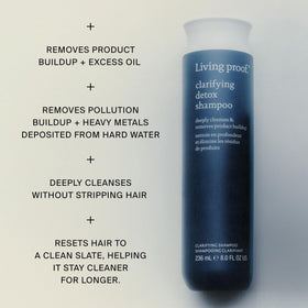 Living Proof close-up of foam lather that lifts buildup for softer hair