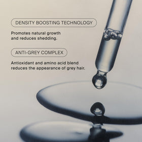Living Proof applying serum to scalp illustrating targeted density support