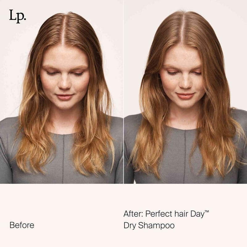 Living Proof powder texture on roots before brushing, absorbs oil for cleaner look