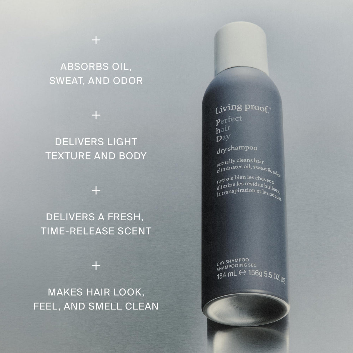 Living Proof spray texture on hair demonstrating oil absorption benefit