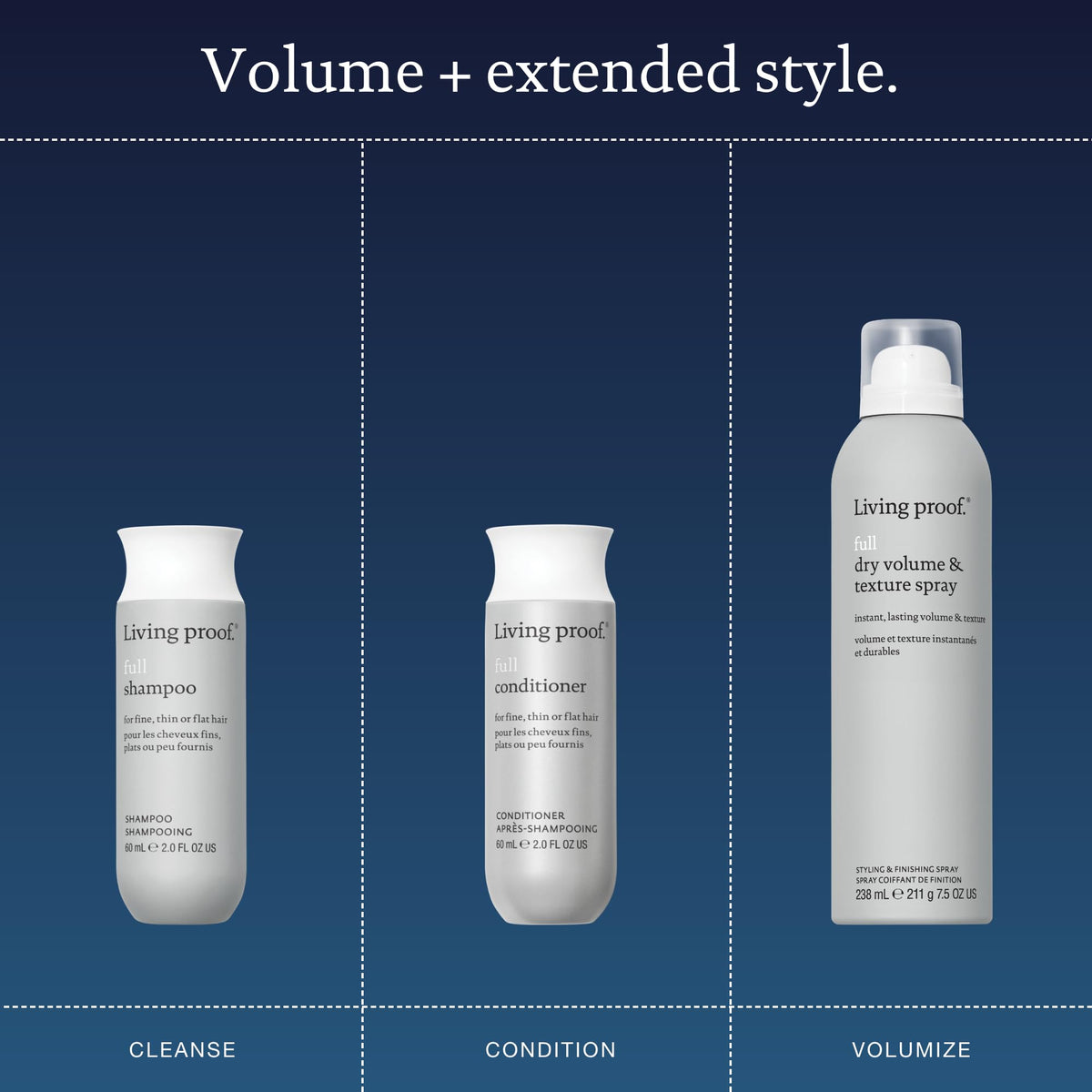 Living Proof Dry Volume & Texture Spray full-size bottle delivering instant body