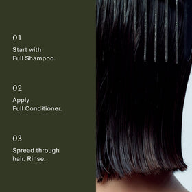Living Proof conditioned hair closeup showing lifted, shiny finish