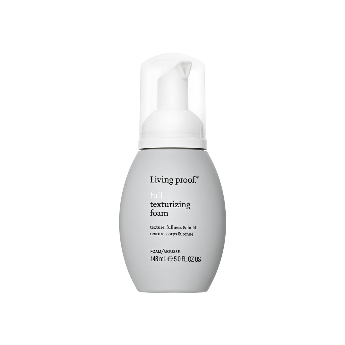 Living Proof bottle front view showing packaging and easy styling benefits