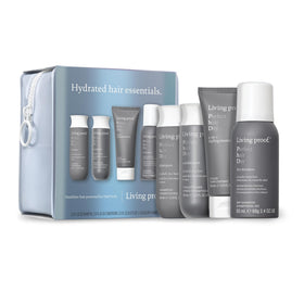 Living Proof front packaging showing the complete hydrated hair kit benefit