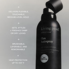 Living Proof product label visible highlighting features and usage benefit
