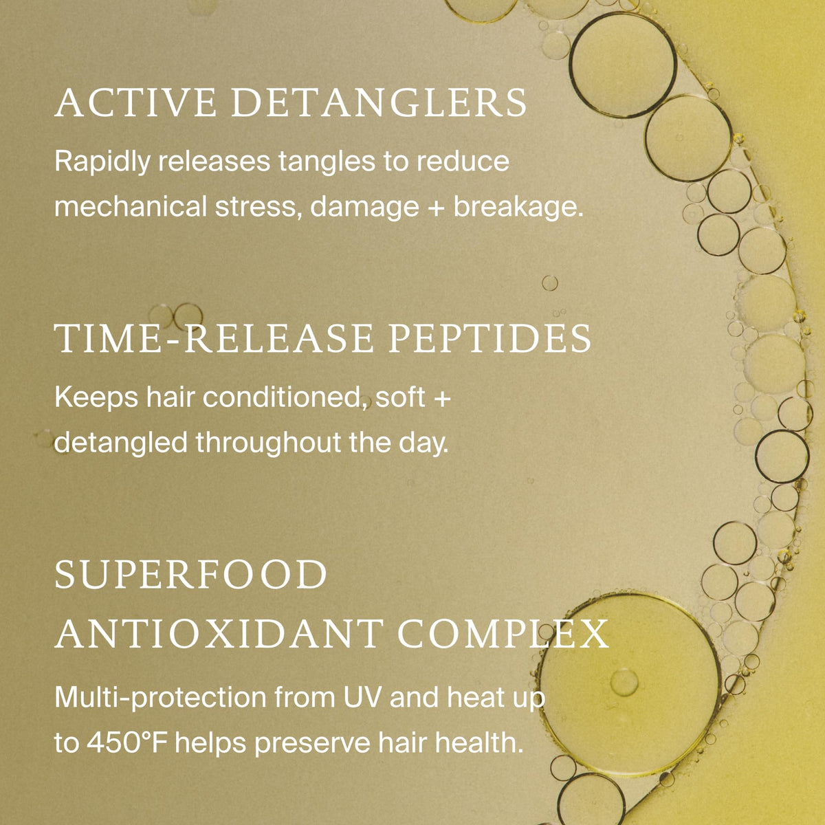 Living Proof label closeup showing protection claims and key ingredient information benefit