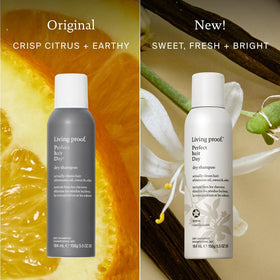 Living Proof being sprayed into roots in lifestyle setting for quick refresh benefit
