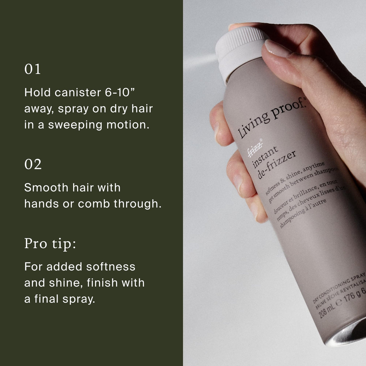 Living Proof finished hairstyle in lifestyle setting with added shine