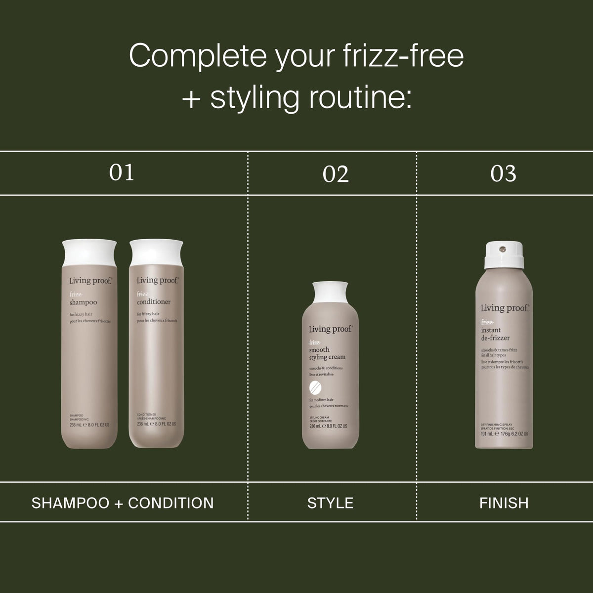 Living Proof on bathroom shelf in lifestyle setting showing daily-use benefit