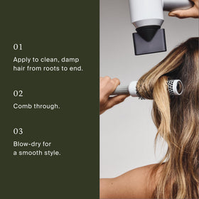 Living Proof application from root to tip showing even conditioning benefit