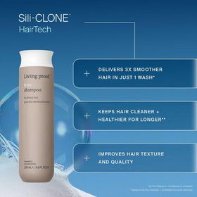 Living Proof No Frizz Shampoo close-up bottle showing formula clarity and gentle cleansing benefit