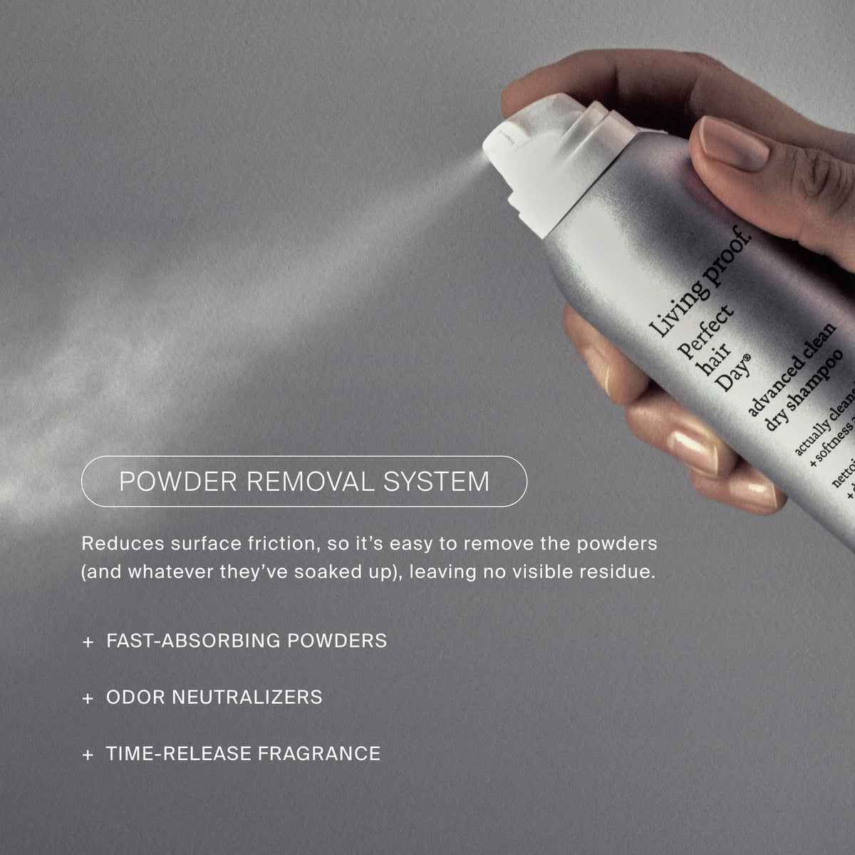 Living Proof powder finish close detail demonstrating no visible residue