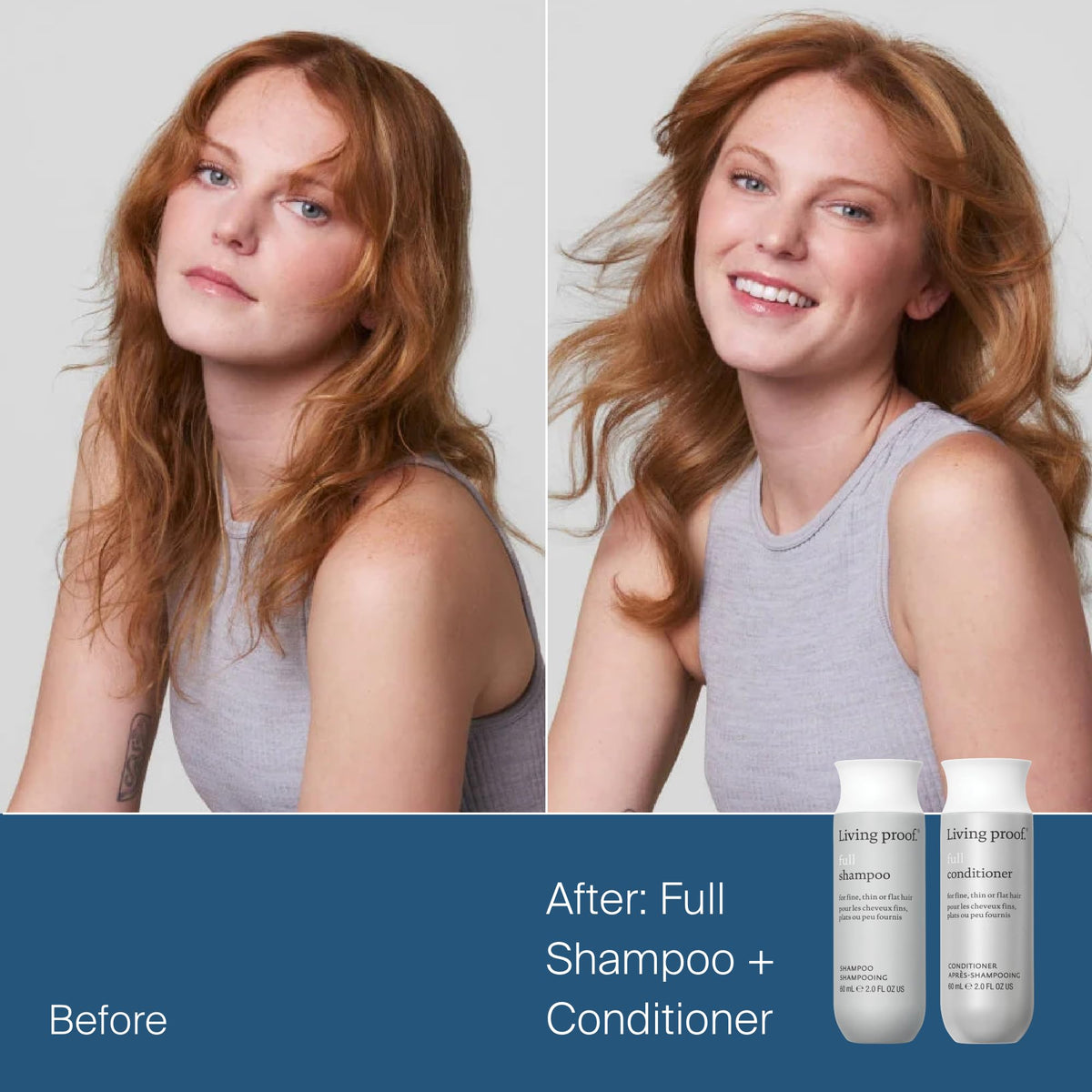 Living Proof Full Shampoo bottle close-up highlighting gentle lather benefit