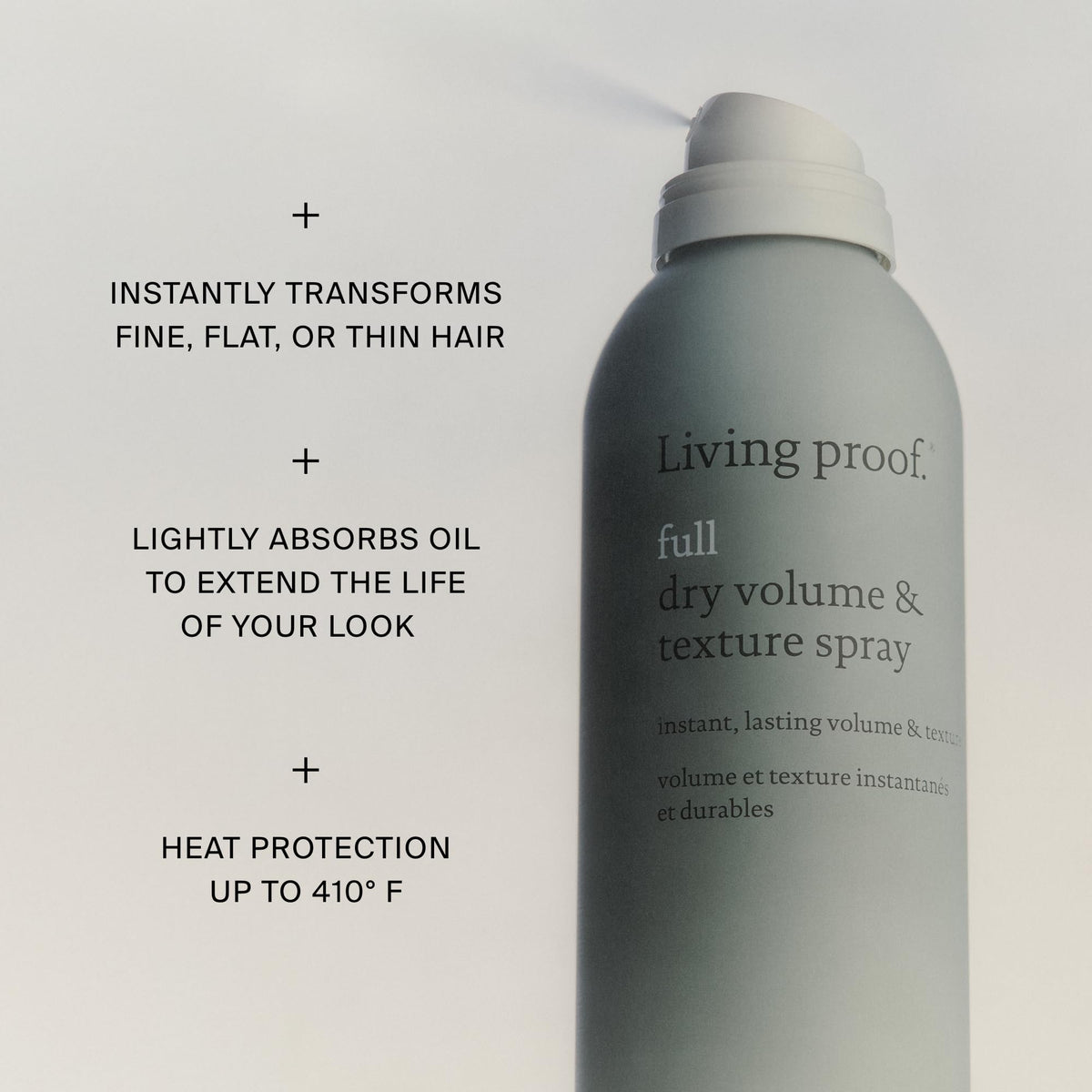 Living Proof spray application in hand demonstrating easy, even mist for styling