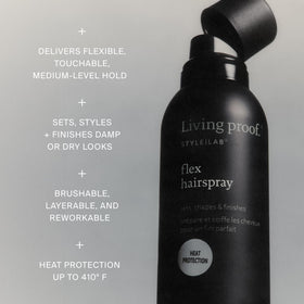 Living Proof spray pattern close-up demonstrating even lightweight coverage