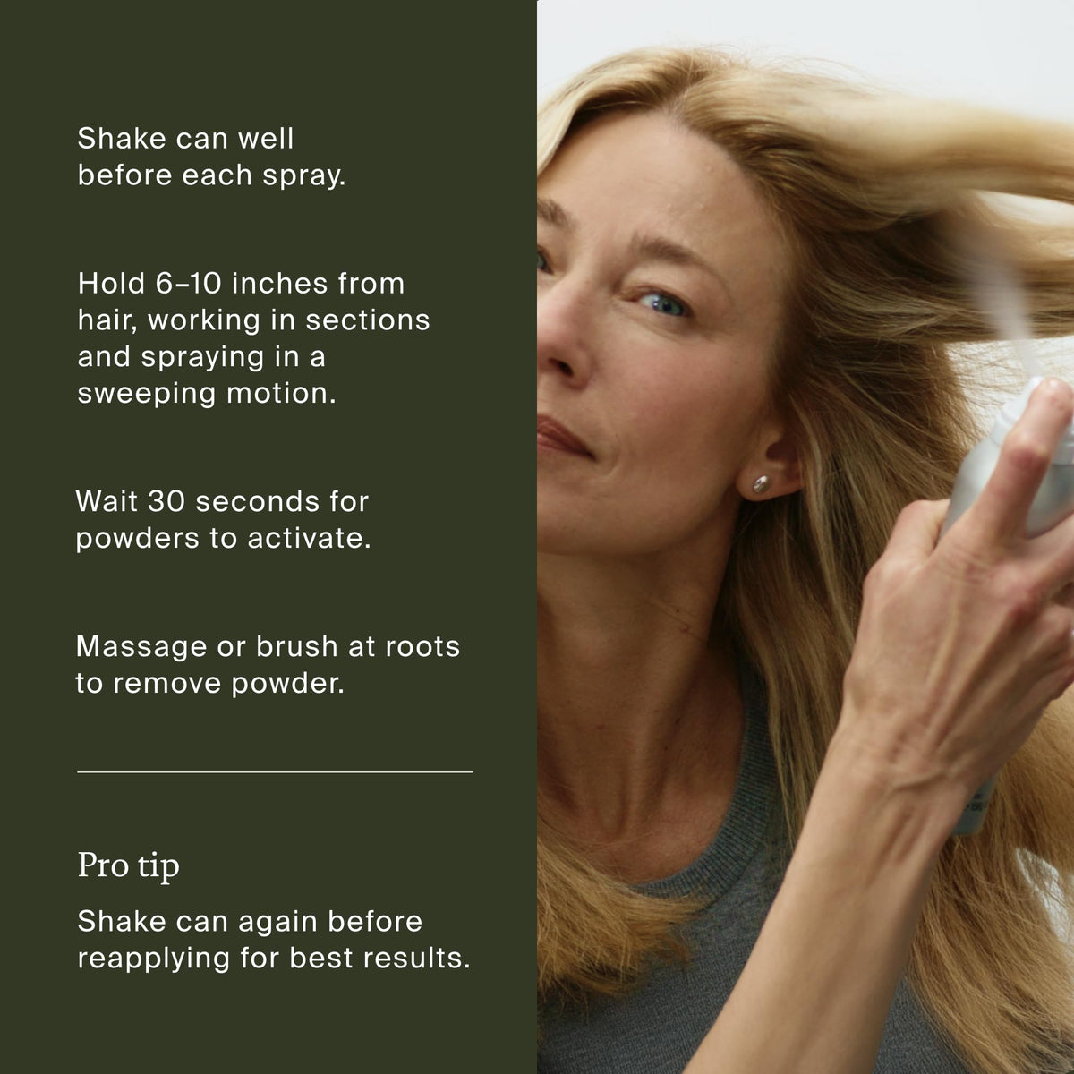 Living Proof stylist applying product in salon to preserve hairstyle