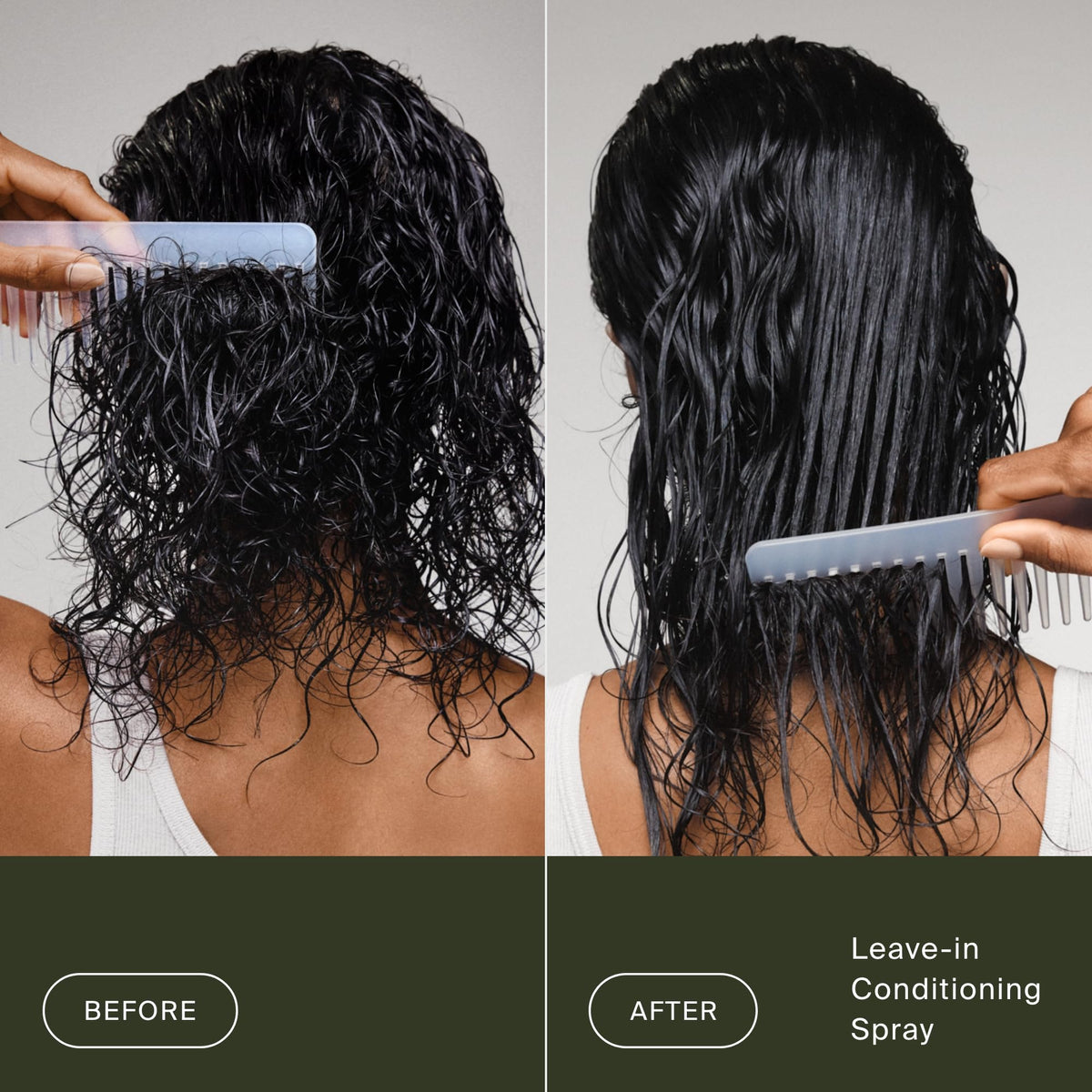 Living Proof mist on hair texture highlighting smoothness and effortless detangling benefits