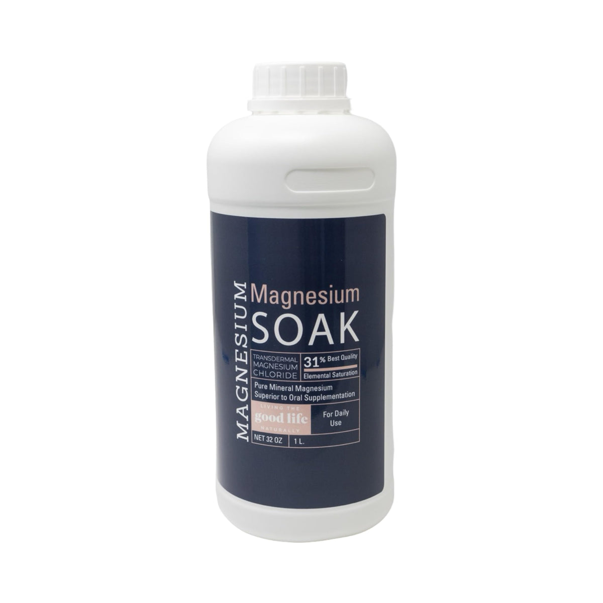Living the Good Life Naturally front bottle label showing product and benefits