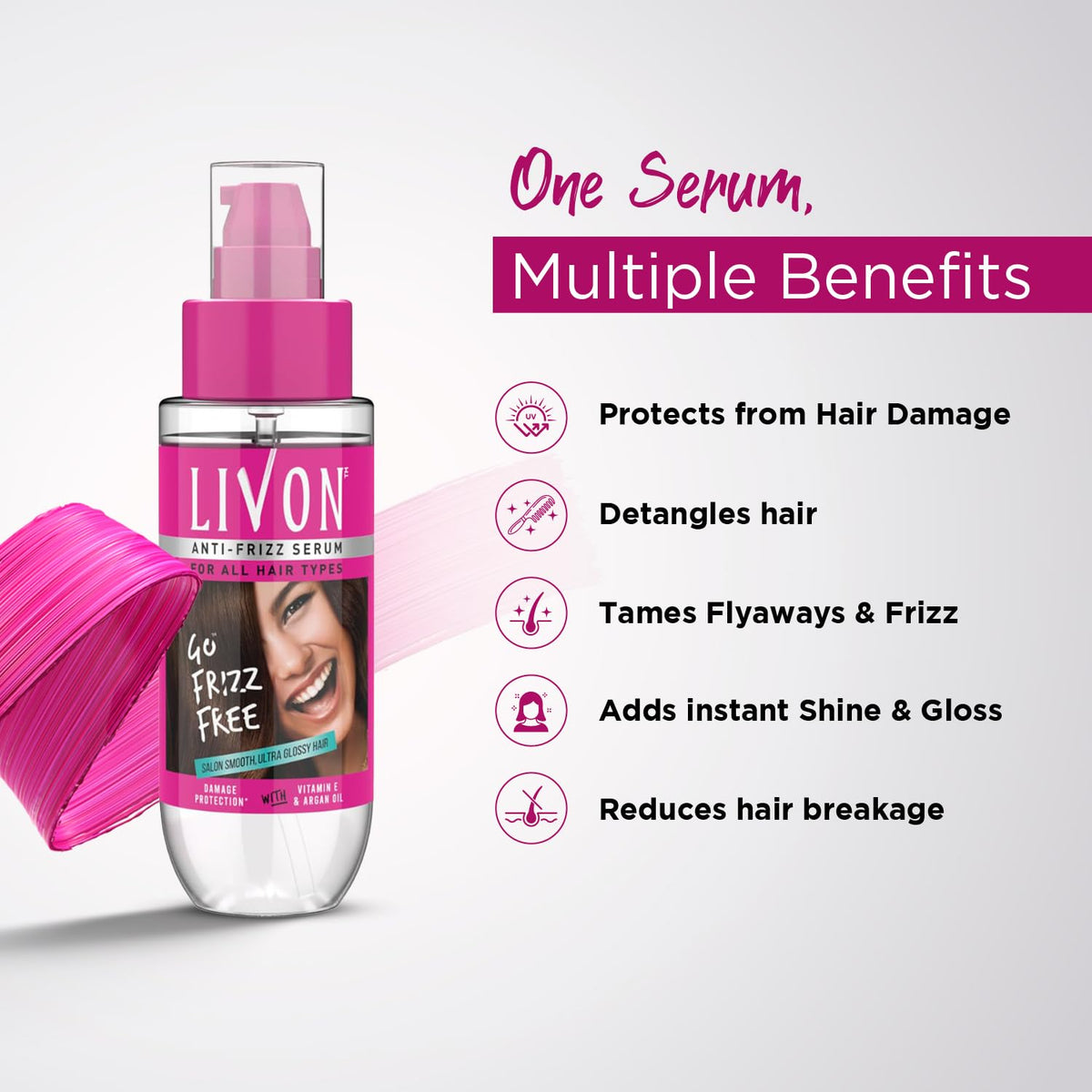 Livon serum texture close-up drop showing lightweight consistency for smooth application