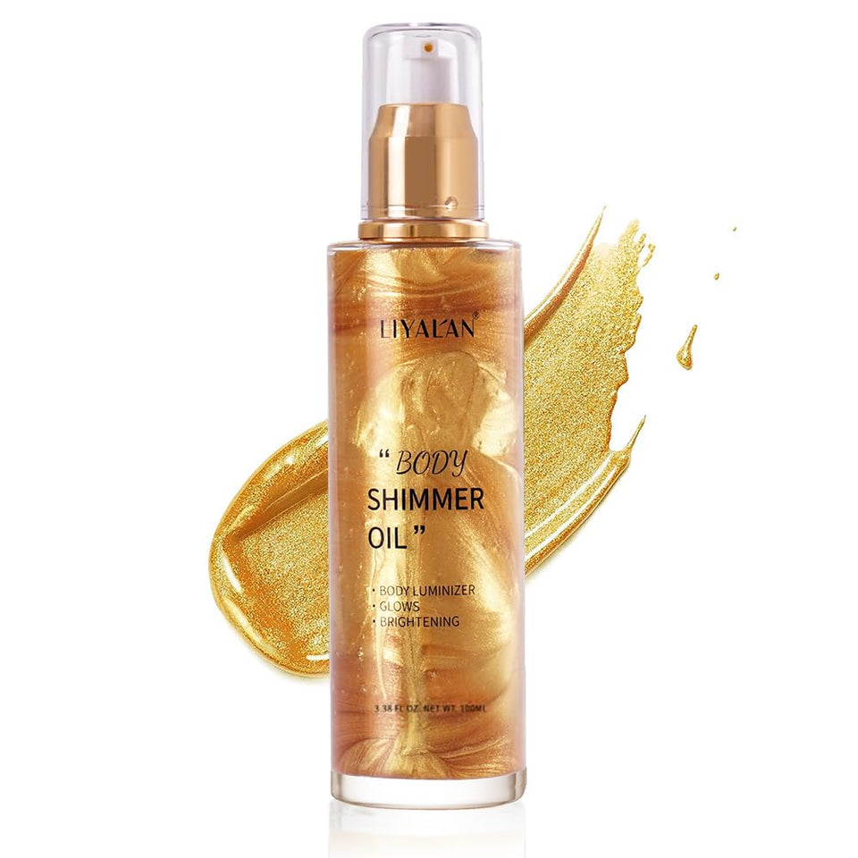 LIYALAN bottle front view showing size and gold shimmer benefits
