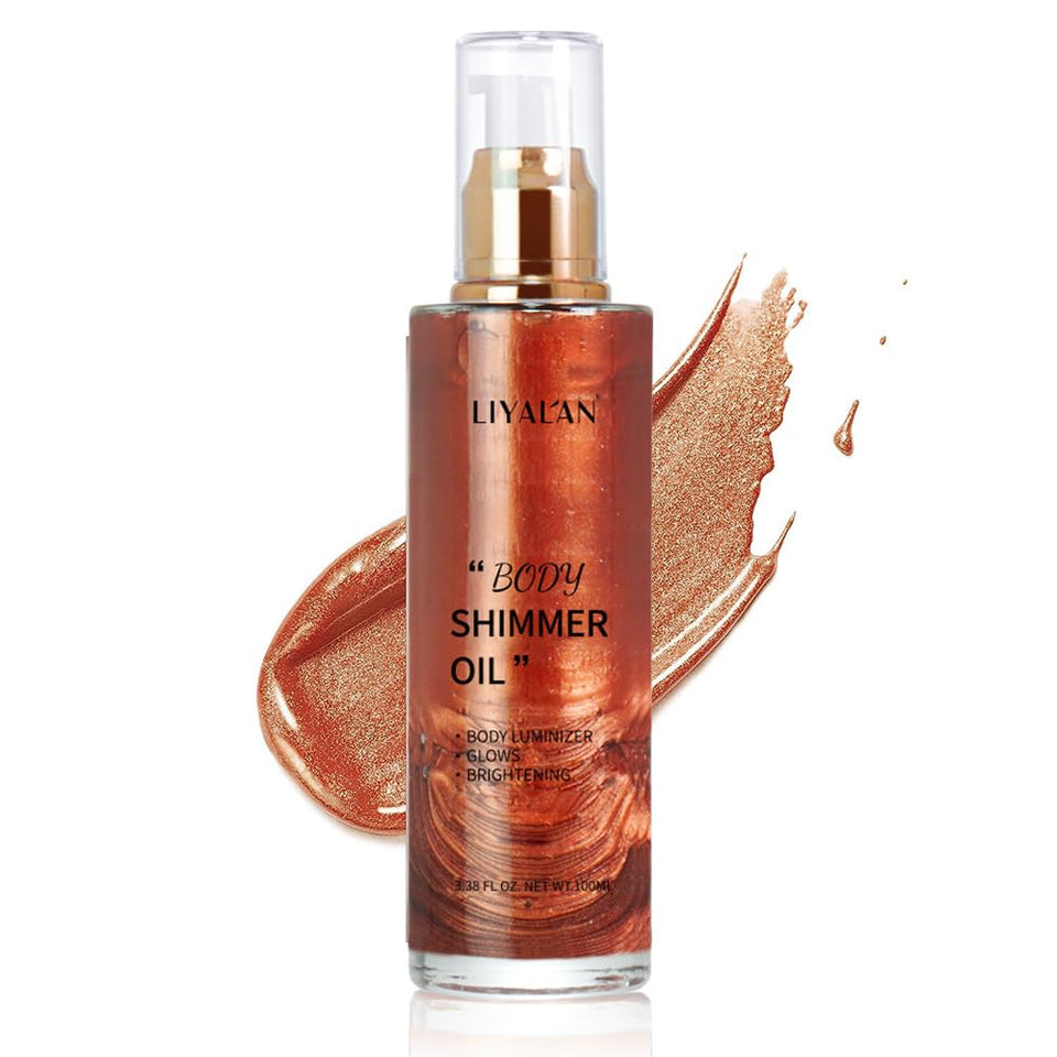 LIYALAN bottle front view showing golden brown shimmer for instant glow