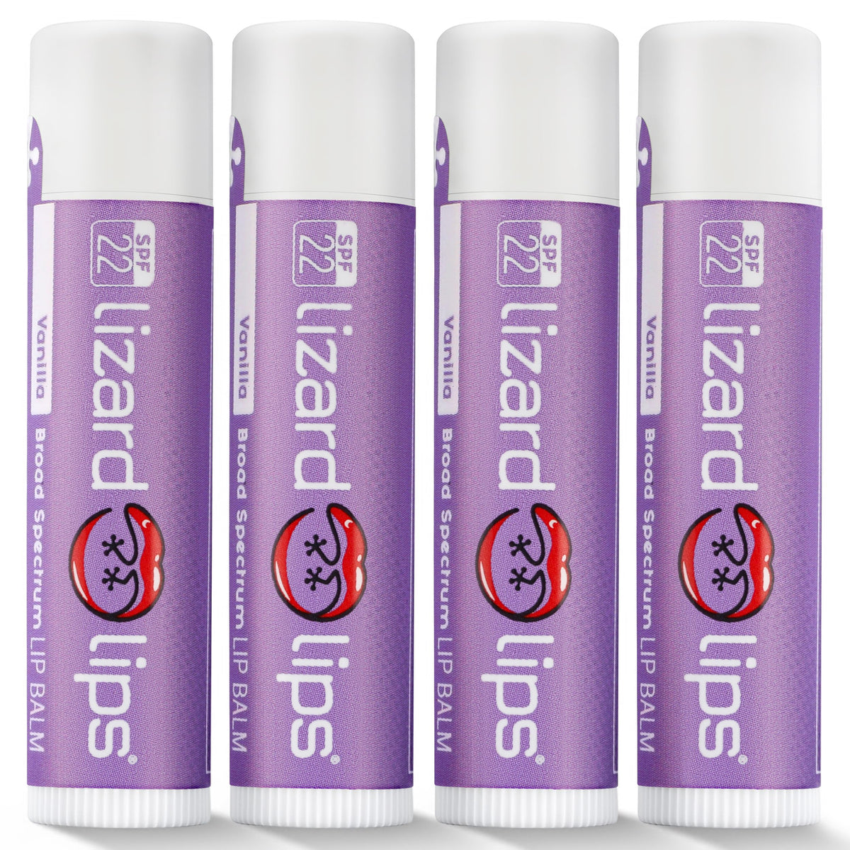 Lizard Lips front packaging showing SPF 22 and vanilla for sun protection