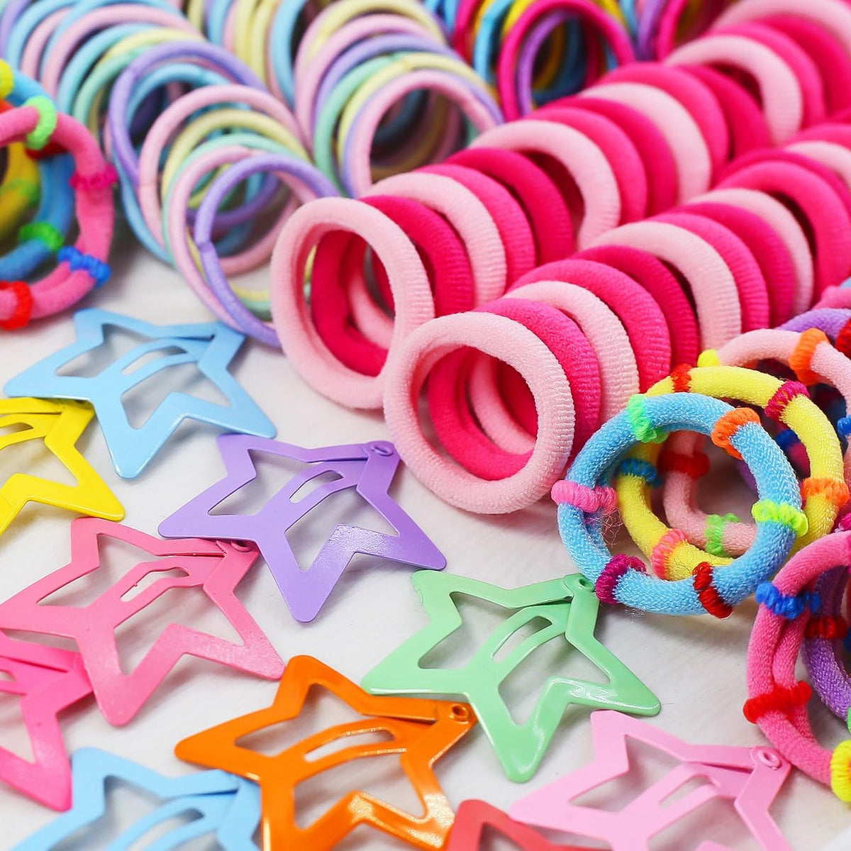 Lizioo assorted hair ties spread displaying color variety and quantity