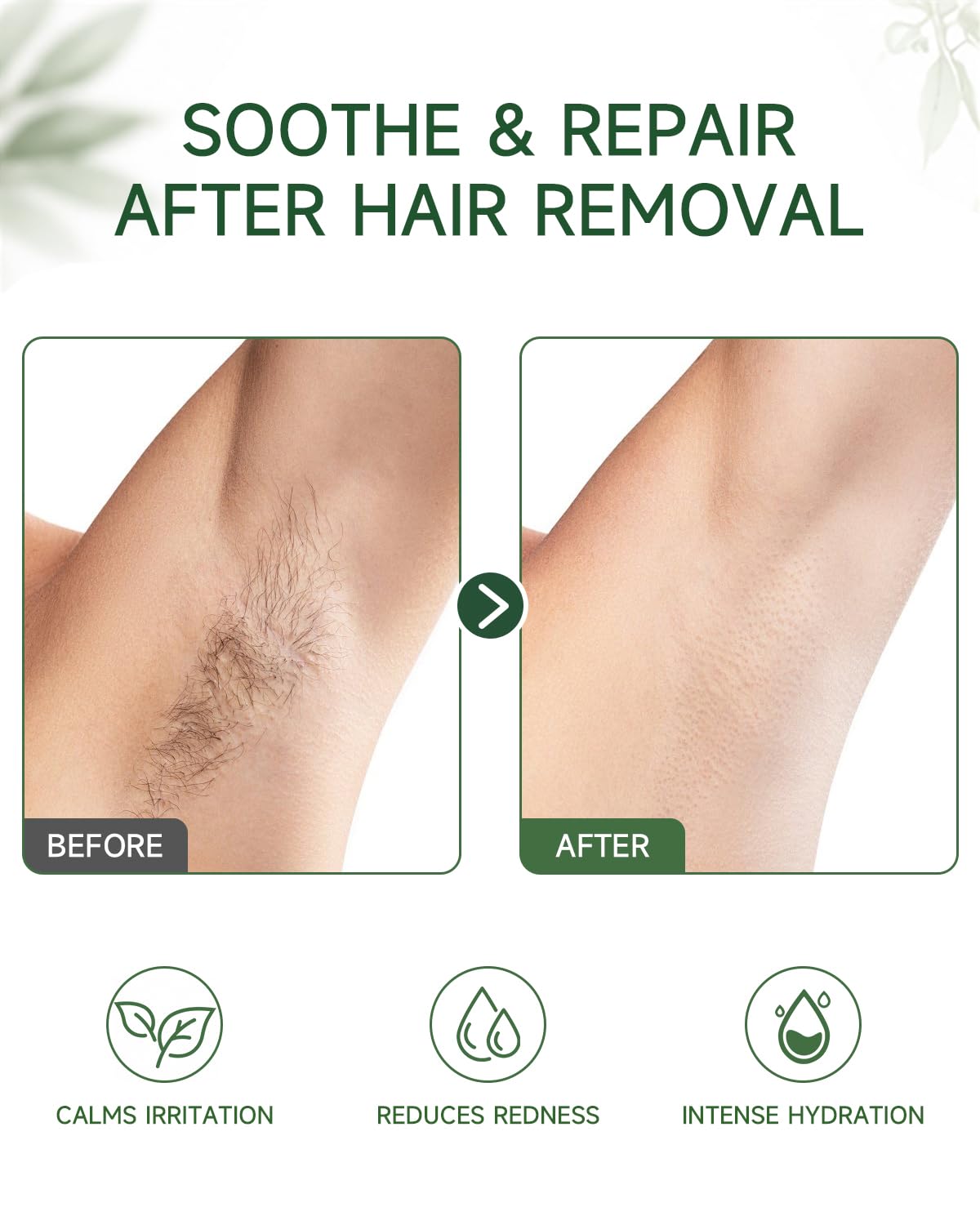 LJQPHS serum applied on leg after shaving demonstrating soothing benefit