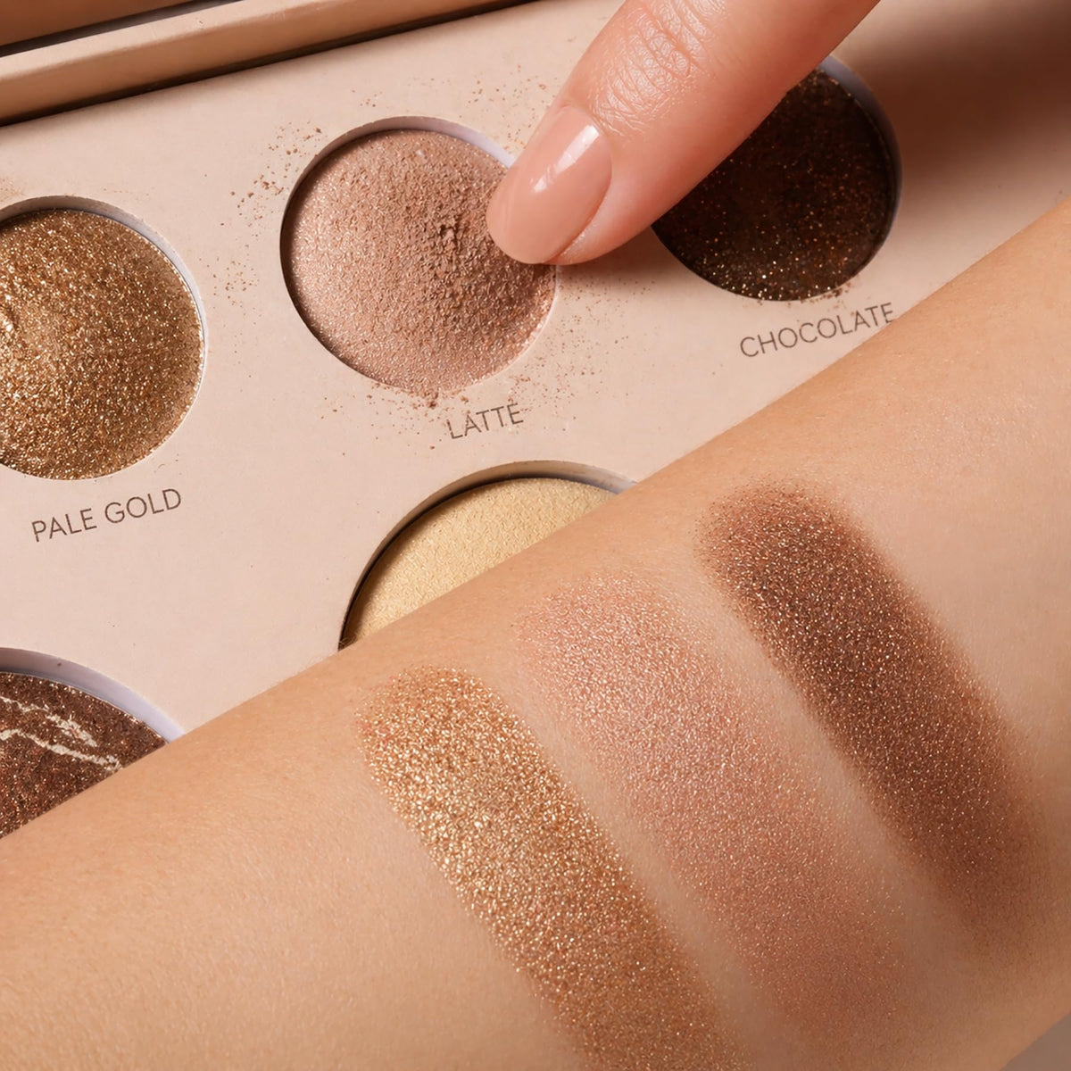 llasido swatches on palm revealing rich pigments and smooth blend