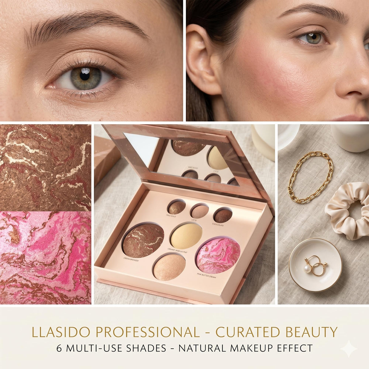 llasido palette inside makeup bag in lifestyle setting for travel-ready kit
