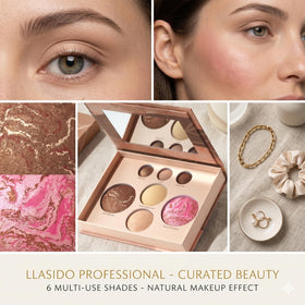 llasido palette inside makeup bag in lifestyle setting for travel-ready kit
