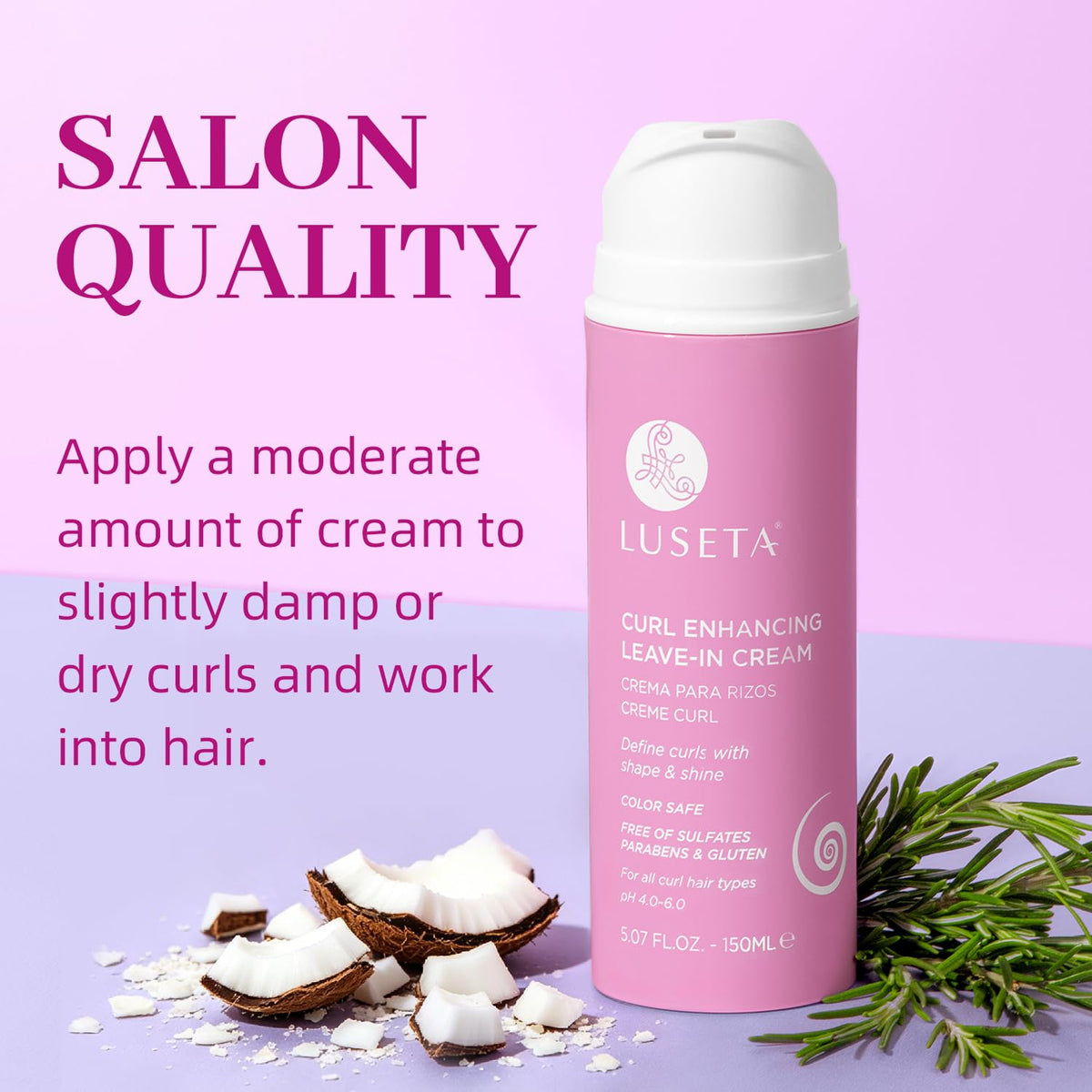 L LUSETA before and after curls showing improved definition and reduced frizz