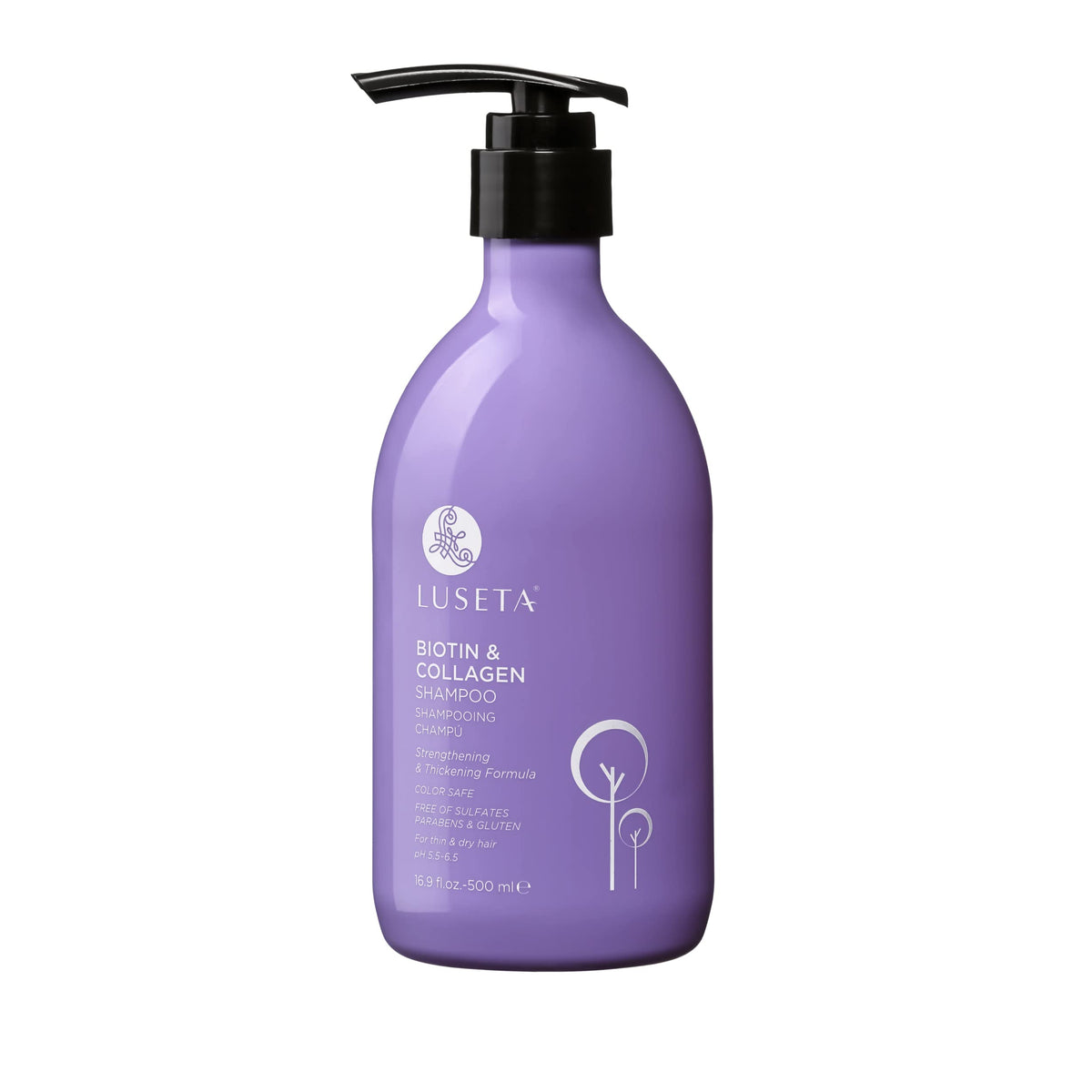 L LUSETA front bottle showing product and volume benefit