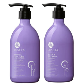 L LUSETA front packaging showing shampoo and conditioner for visible volume