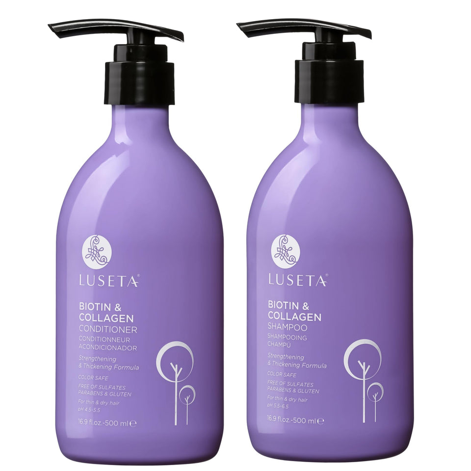 L LUSETA front packaging showing shampoo and conditioner for visible volume