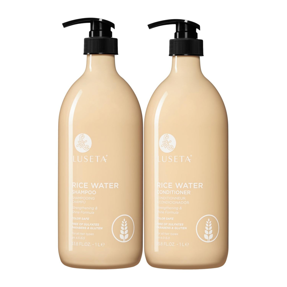 L LUSETA front packaging duo showing both 33.8oz bottles and clear labeling benefits