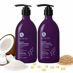 L LUSETA front packaging showing shampoo and conditioner set, vibrant toning benefit
