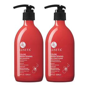 L LUSETA front packaging showing shampoo and conditioner for vibrant red