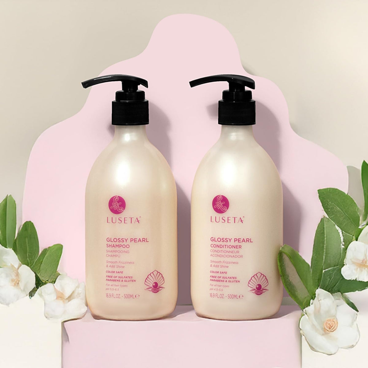 L LUSETA back label with ingredient list and usage instructions highlighting sulfate-free benefit