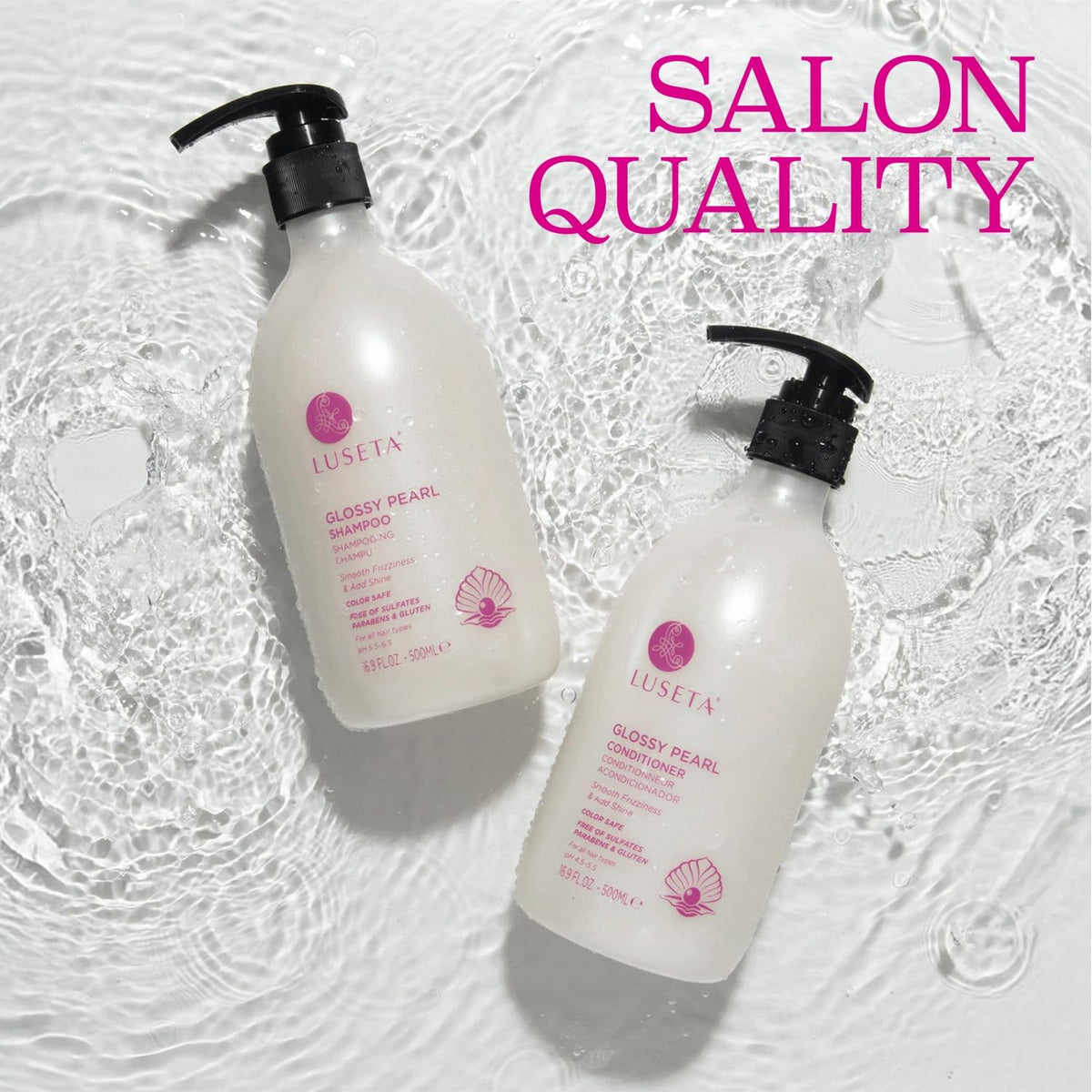 L LUSETA pump dispensing creamy shampoo texture for gentle cleansing and easy application