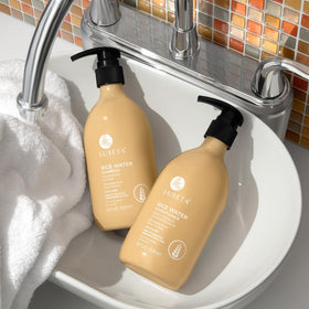 L LUSETA set styled on bathroom shelf showing daily routine benefit