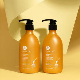 L LUSETA before and after hair comparison illustrating reduced frizz benefit