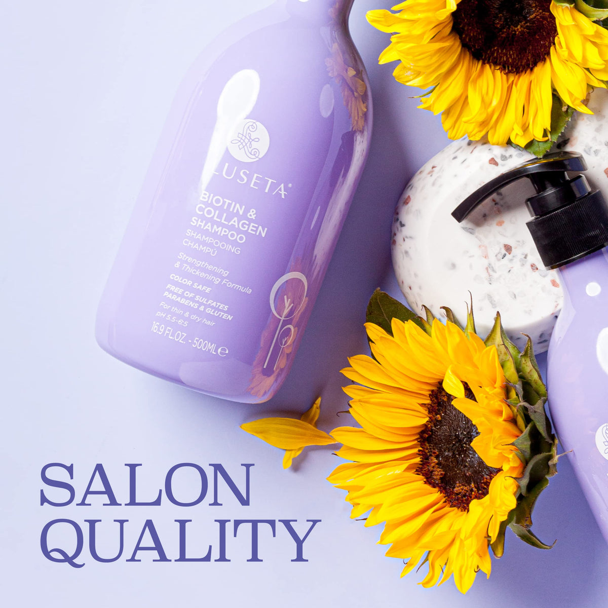 L LUSETA shampoo in shower showing real-use hydration and cleanse
