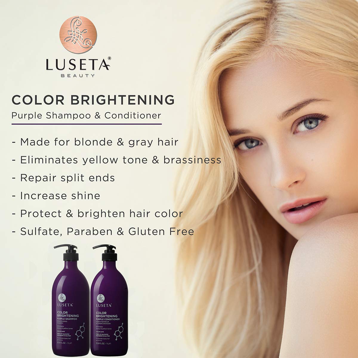 L LUSETA shampoo pump close-up demonstrating easy dispensing and convenience