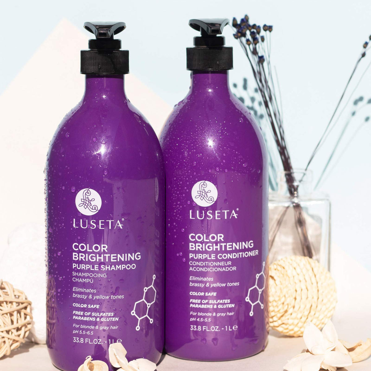 L LUSETA purple shampoo lather texture showing toning pigment distribution benefit