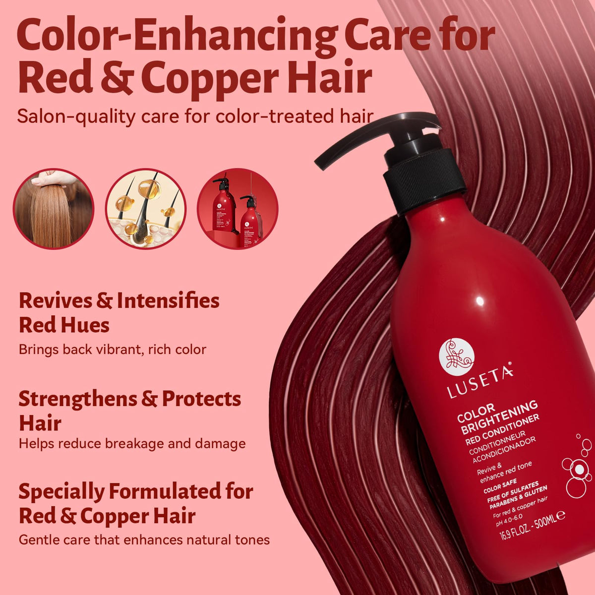 L LUSETA shampoo texture close-up showing creamy lather for gentle cleansing