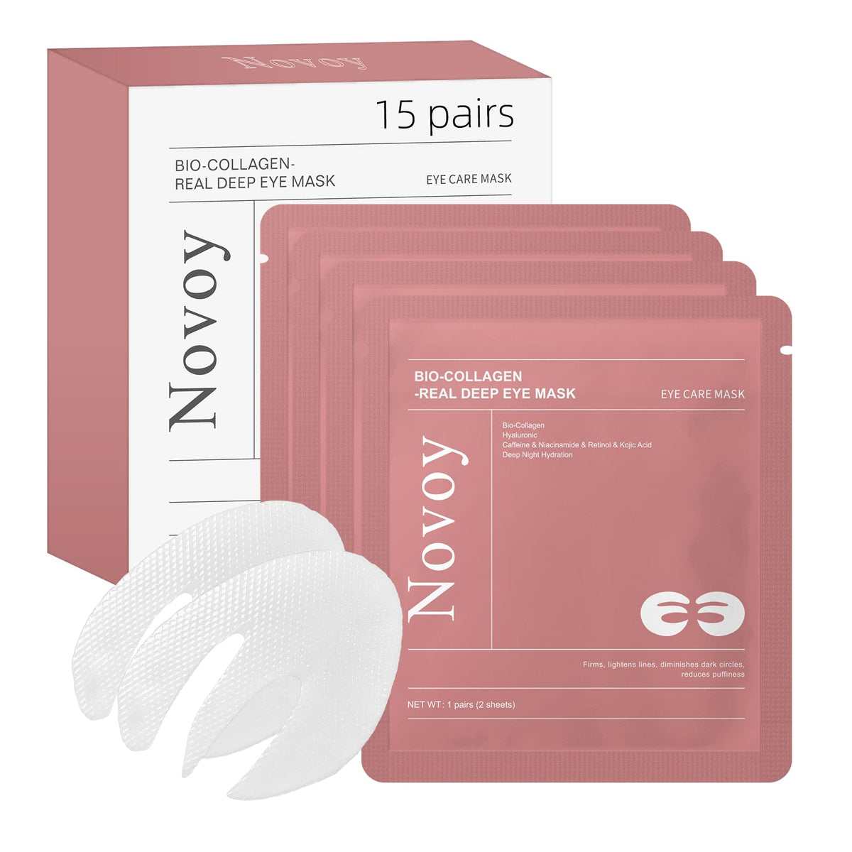LLVYUO Novoy front packaging showing rose design and 15 pairs benefit