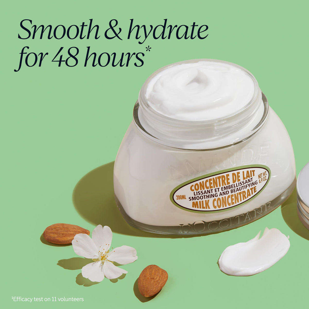 L'OCCITANE close-up of rich cream texture demonstrating smooth application and softening