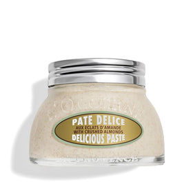 L'Occitane almond paste jar front view showing packaging and size, inviting indulgence